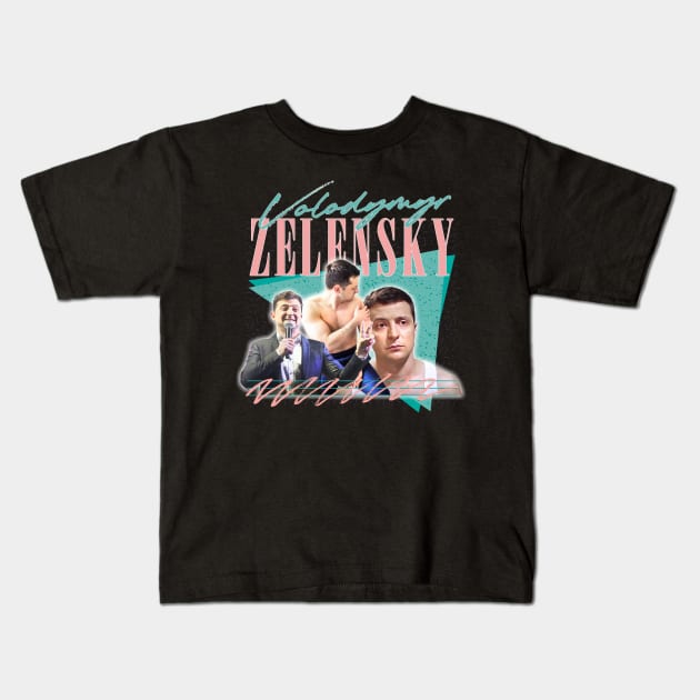 Zelensky Ukraine / Retro Fan Art Design Kids T-Shirt by DankFutura